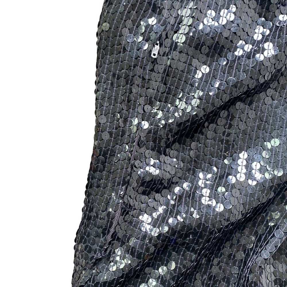 VINTAGE Black Sequin Slip Dress Size 6 - image 7