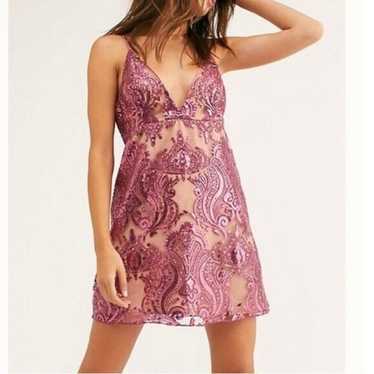 Free People pink sequin with sheer underlining dre