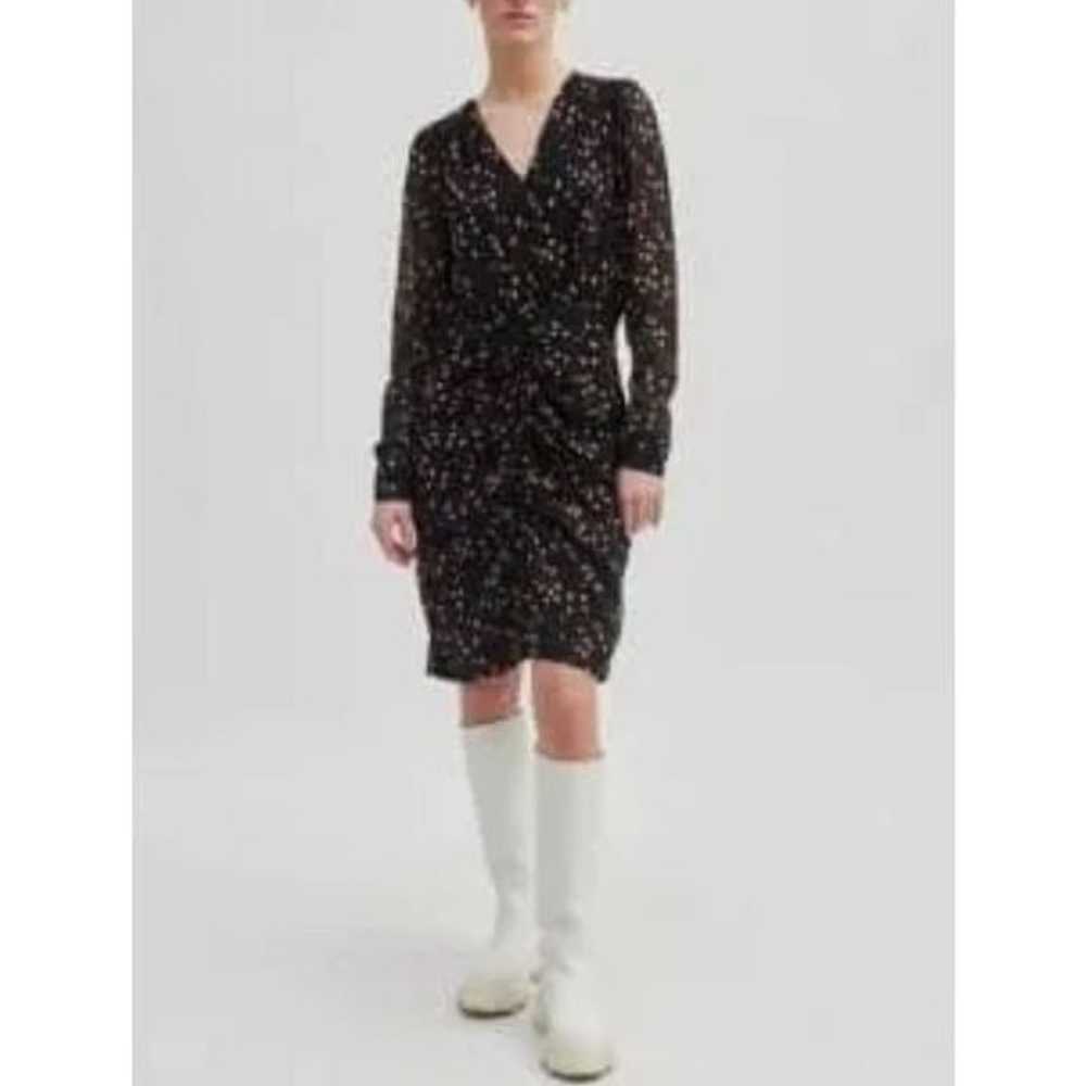 Second female black spotted long sleeve ruched fi… - image 1