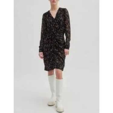 Second female black spotted long sleeve ruched fi… - image 1