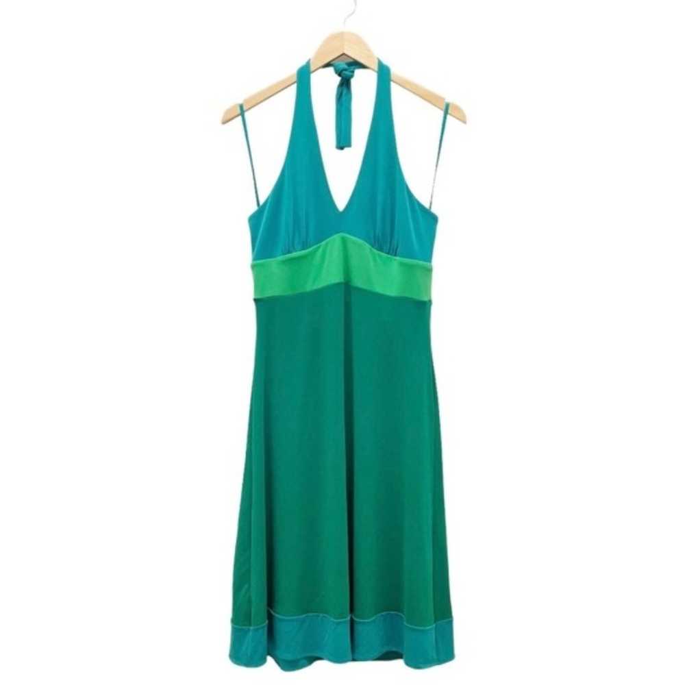 BCBG MaxAzria Halter Dress Teal & Aqua Color-bloc… - image 9