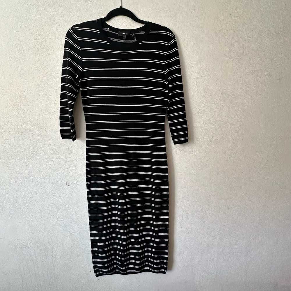 Theory Delissa B Prosecco Striped Midi Dress, Bla… - image 2