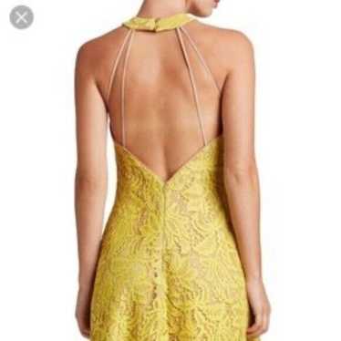Dress The Population Angie Yellow Lace Halter Mini