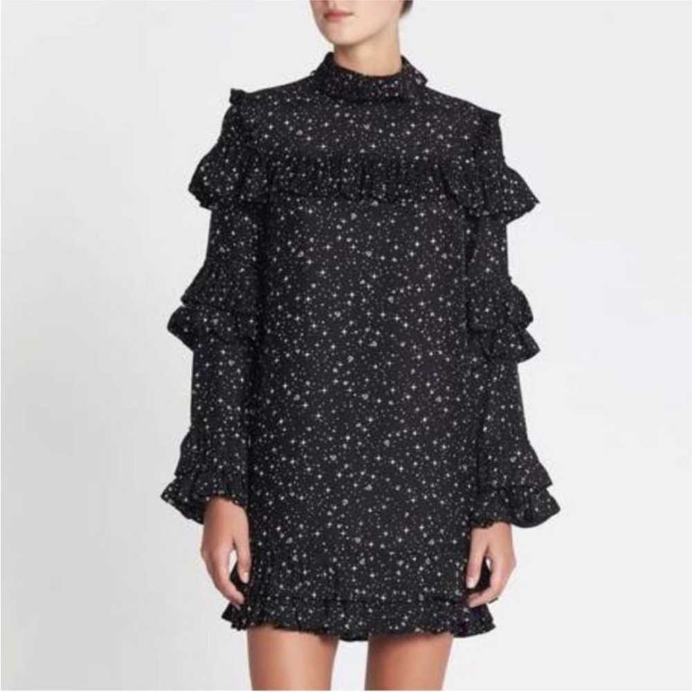 Frame black silk tiered starry ruffled mini dress… - image 3