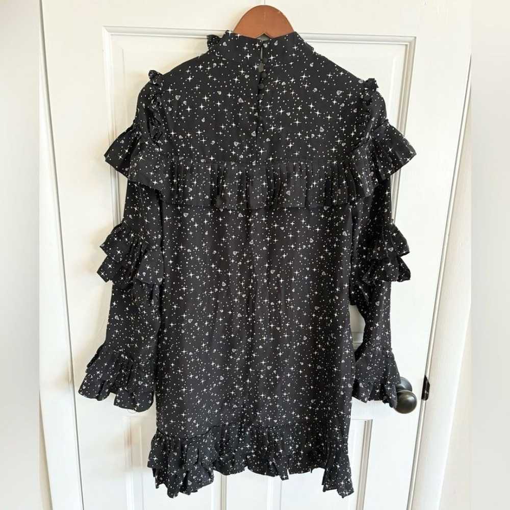 Frame black silk tiered starry ruffled mini dress… - image 6