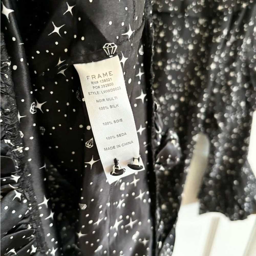 Frame black silk tiered starry ruffled mini dress… - image 8