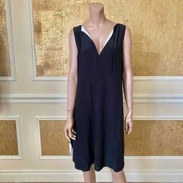 Eileen Fisher Black White Lined Dress