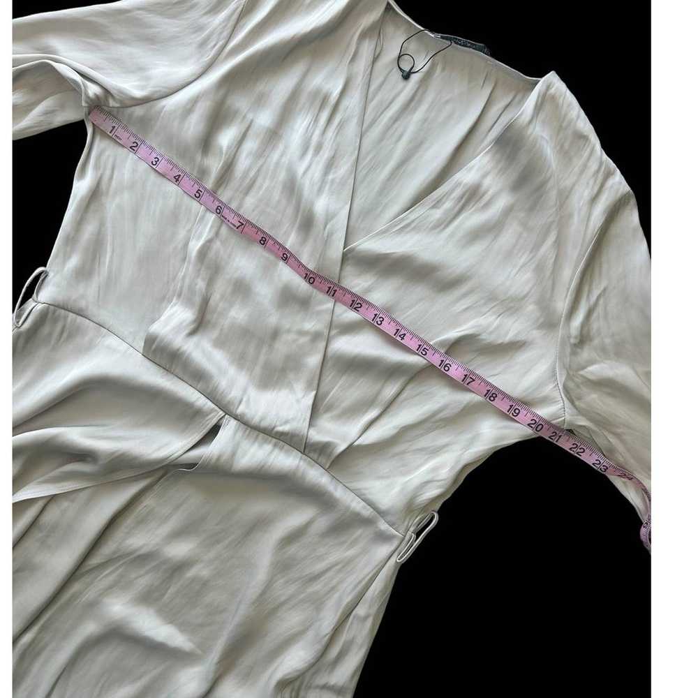 NWOT Mango Long Sleeve Wrap Pleated Maxi Dress Iv… - image 11