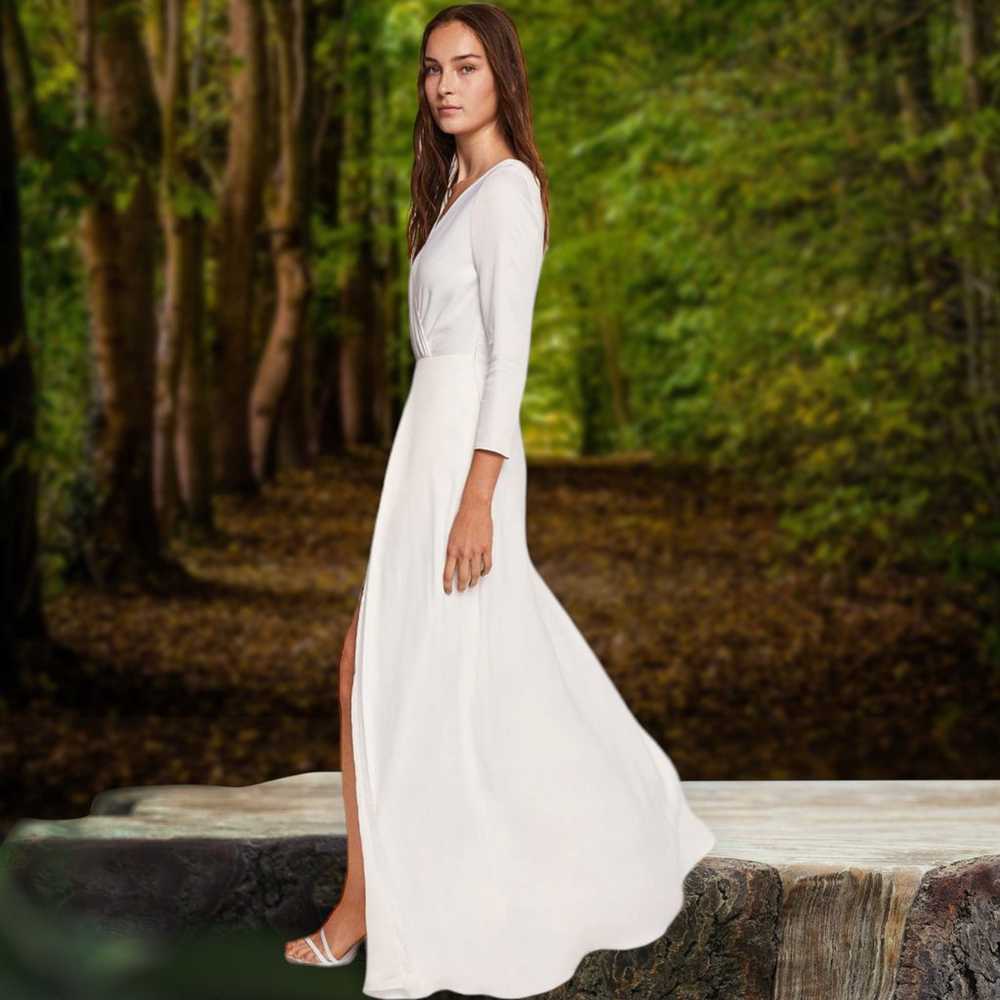 NWOT Mango Long Sleeve Wrap Pleated Maxi Dress Iv… - image 2