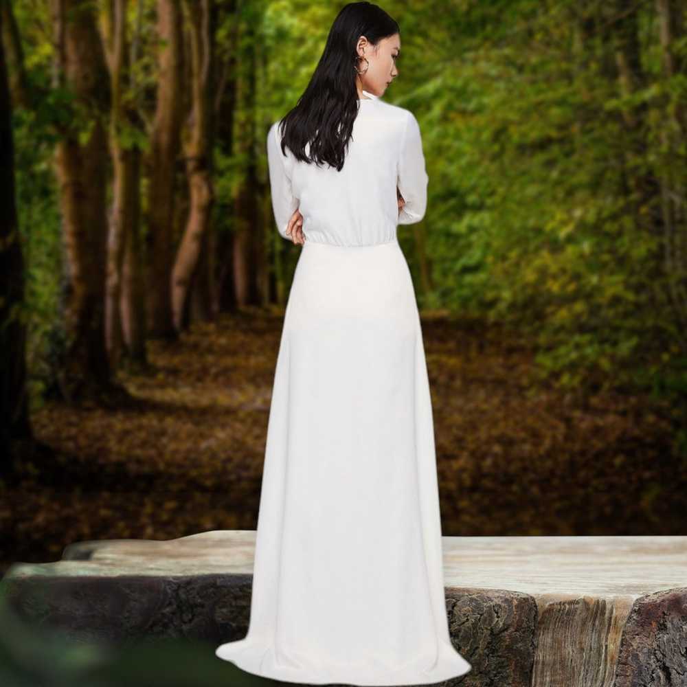 NWOT Mango Long Sleeve Wrap Pleated Maxi Dress Iv… - image 3