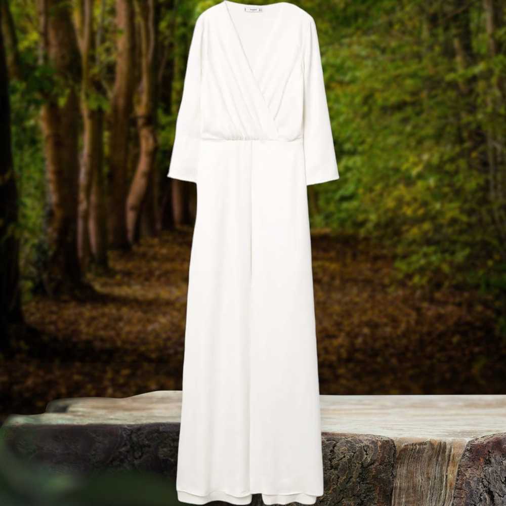 NWOT Mango Long Sleeve Wrap Pleated Maxi Dress Iv… - image 7