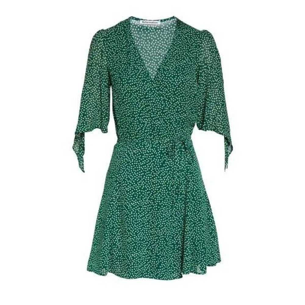 Reformation Sammy Floral Wrap Mini Dress Green Si… - image 3