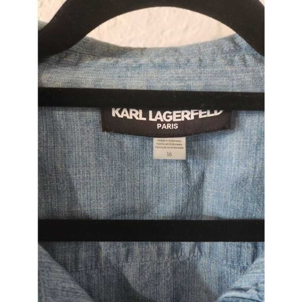 Karl Lagerfeld dress/tunic logo sleeve denim sz 16 - image 6