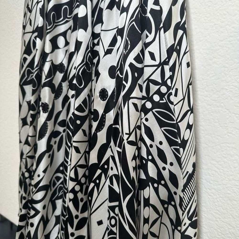 Nina Austin Black White Geometric Print Silk Midi… - image 9