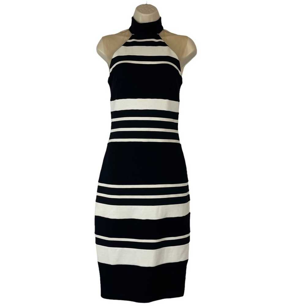 Bailey 44 Striped Sheath Dress High Neck Illusion… - image 2