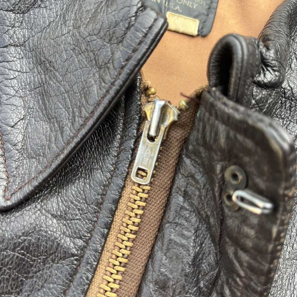 Made In Usa × Military × Vintage 70’s Leather A-2… - image 3