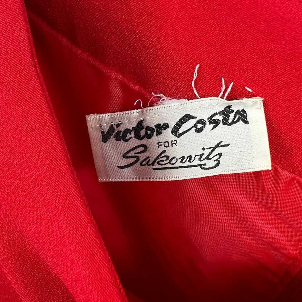 VTG 80s Victor Costa Sakowitz Red Drop Waist Taff… - image 3