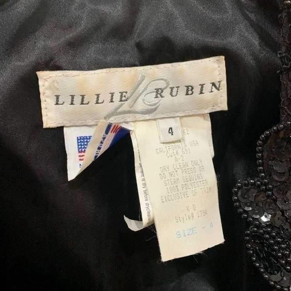 Vintage Lillie Rubin Black Sequin Tulle Dress 4 - image 12