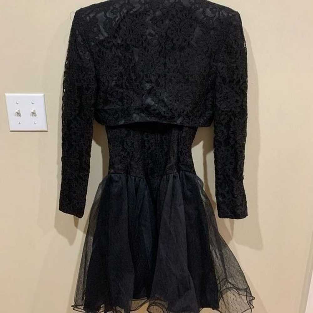 Vintage Lillie Rubin Black Sequin Tulle Dress 4 - image 4