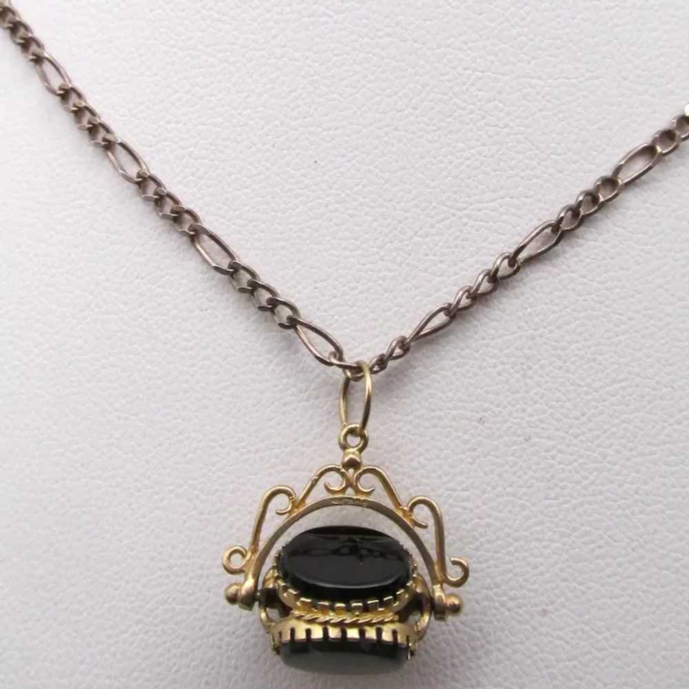 Antique 9k Gold Triple Onyx, Bloodstone and Carne… - image 5