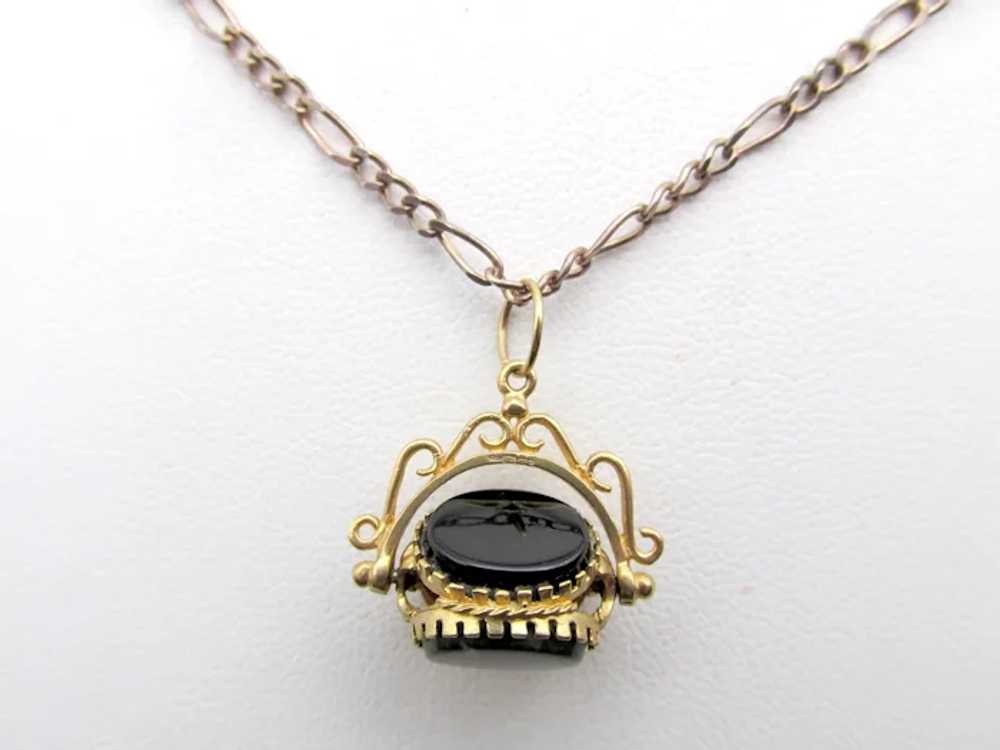 Antique 9k Gold Triple Onyx, Bloodstone and Carne… - image 7
