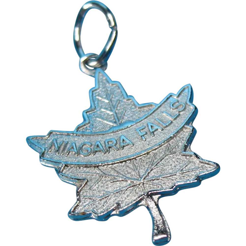 Vintage Sterling Silver Niagara Falls Leaf Charm - image 1