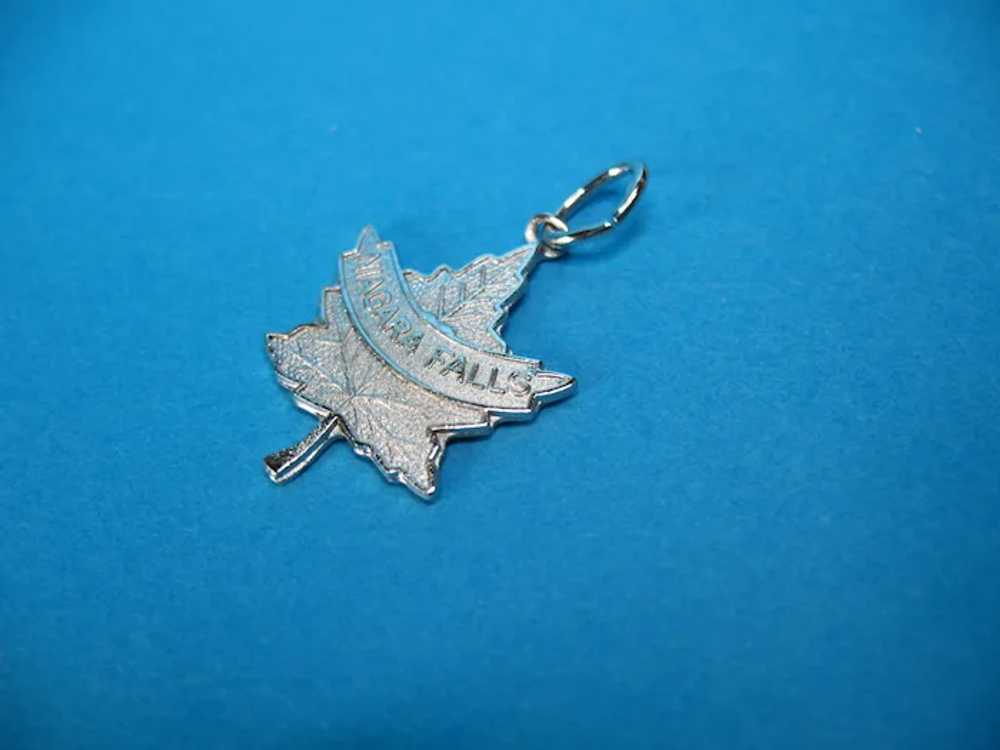 Vintage Sterling Silver Niagara Falls Leaf Charm - image 3