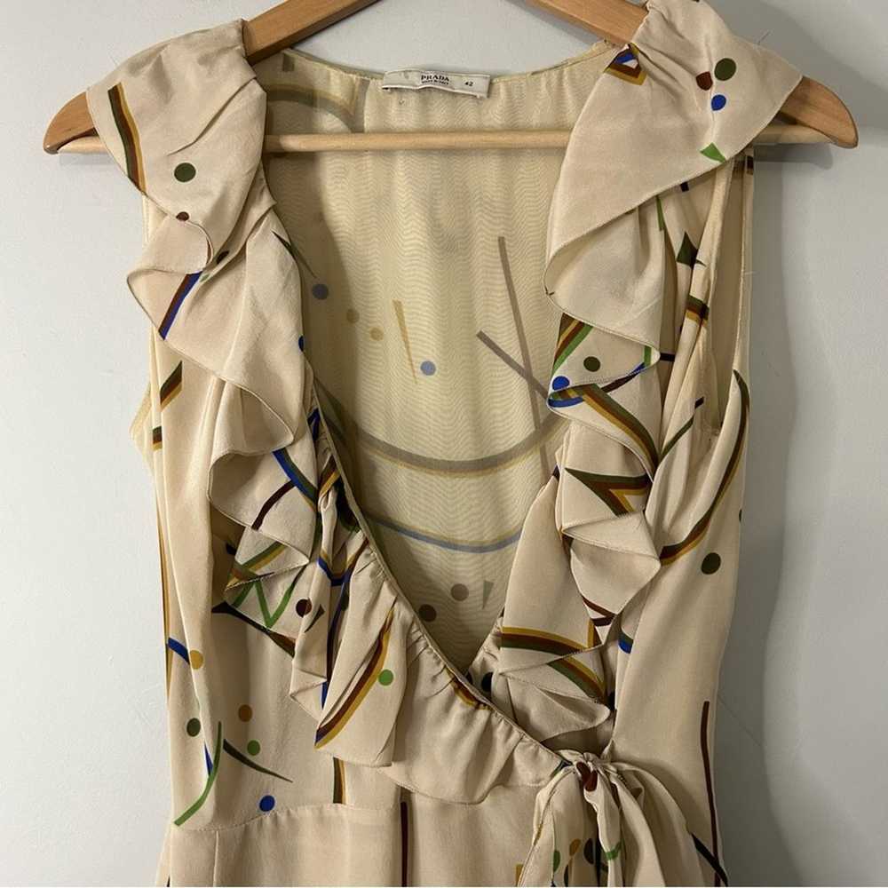 Prada Made In Italy Silk Printed Mini Wrap Dress - image 2