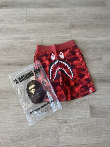 Bape Bape Shark Red ABC Camo Shorts