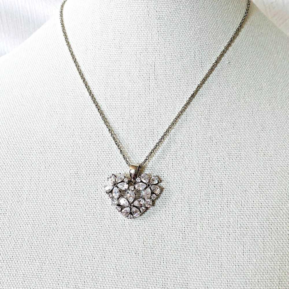 Cubic Zirconia Flowers Heart Shaped Pendant Neckl… - image 3