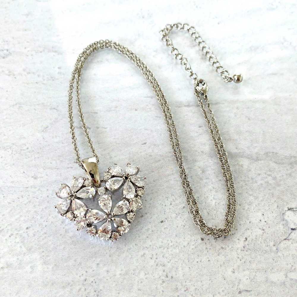 Cubic Zirconia Flowers Heart Shaped Pendant Neckl… - image 5