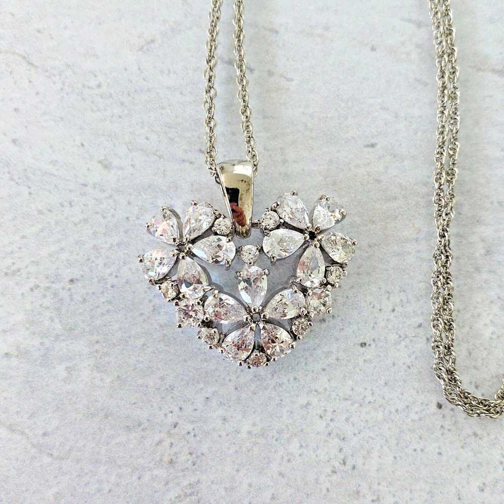 Cubic Zirconia Flowers Heart Shaped Pendant Neckl… - image 6