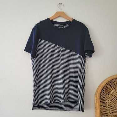 Kenneth Cole New York Navy Blue White Striped T-s… - image 1