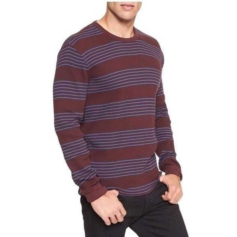 Gap Men's Burgundy w Blue Stripes Cotton Thermal … - image 1