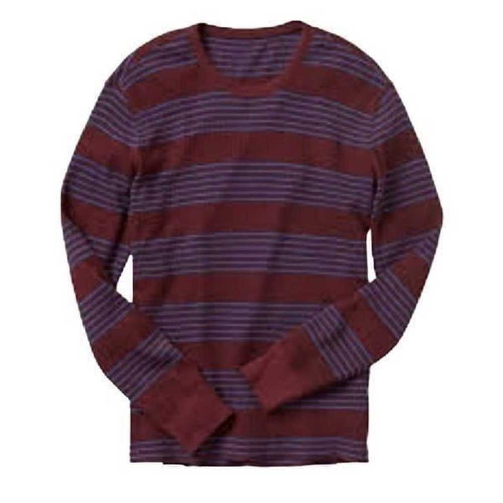 Gap Men's Burgundy w Blue Stripes Cotton Thermal … - image 2