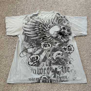 Crazy Y2K Grunge Skull “Affliction Style” T-shirt - image 1