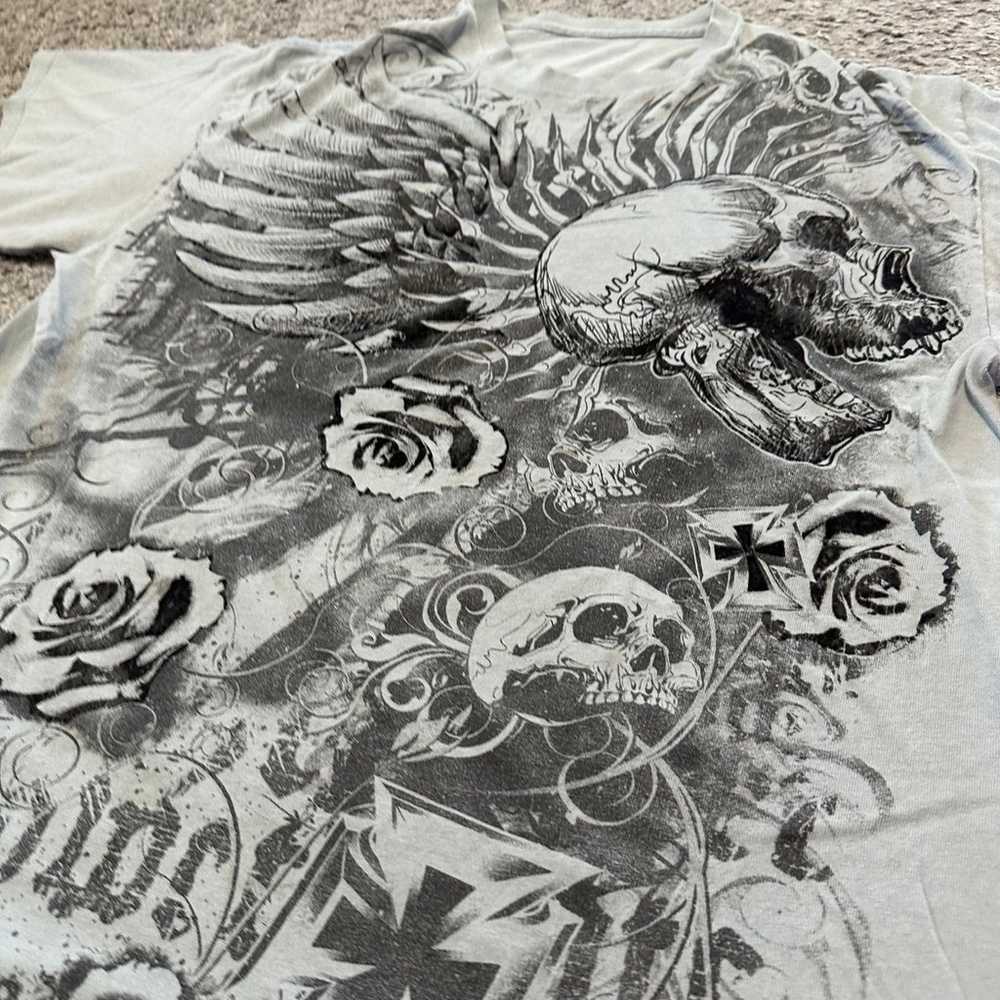 Crazy Y2K Grunge Skull “Affliction Style” T-shirt - image 2