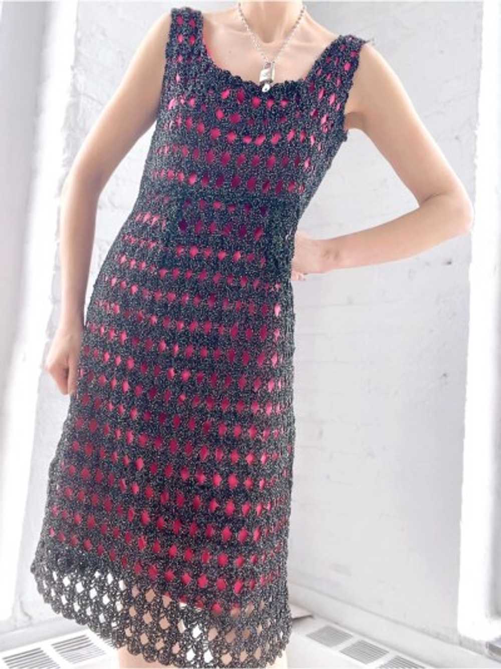 60s glitter fishnet dress - image 1