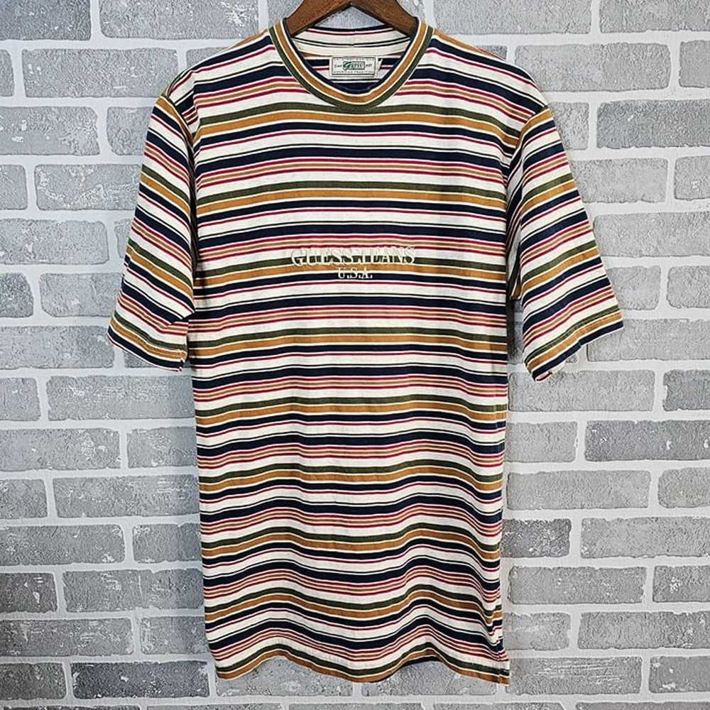 Vintage Guess Shirt Mens Small Multicolor Striped… - image 1