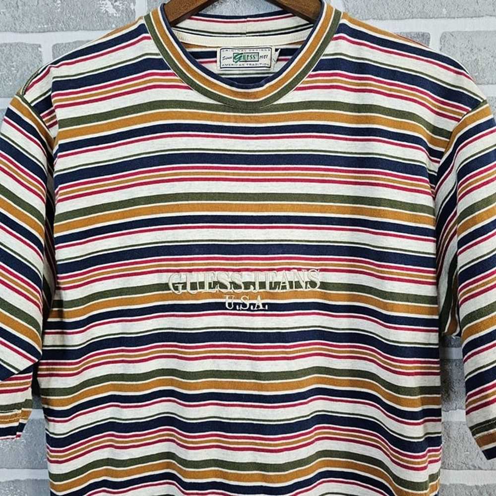 Vintage Guess Shirt Mens Small Multicolor Striped… - image 3