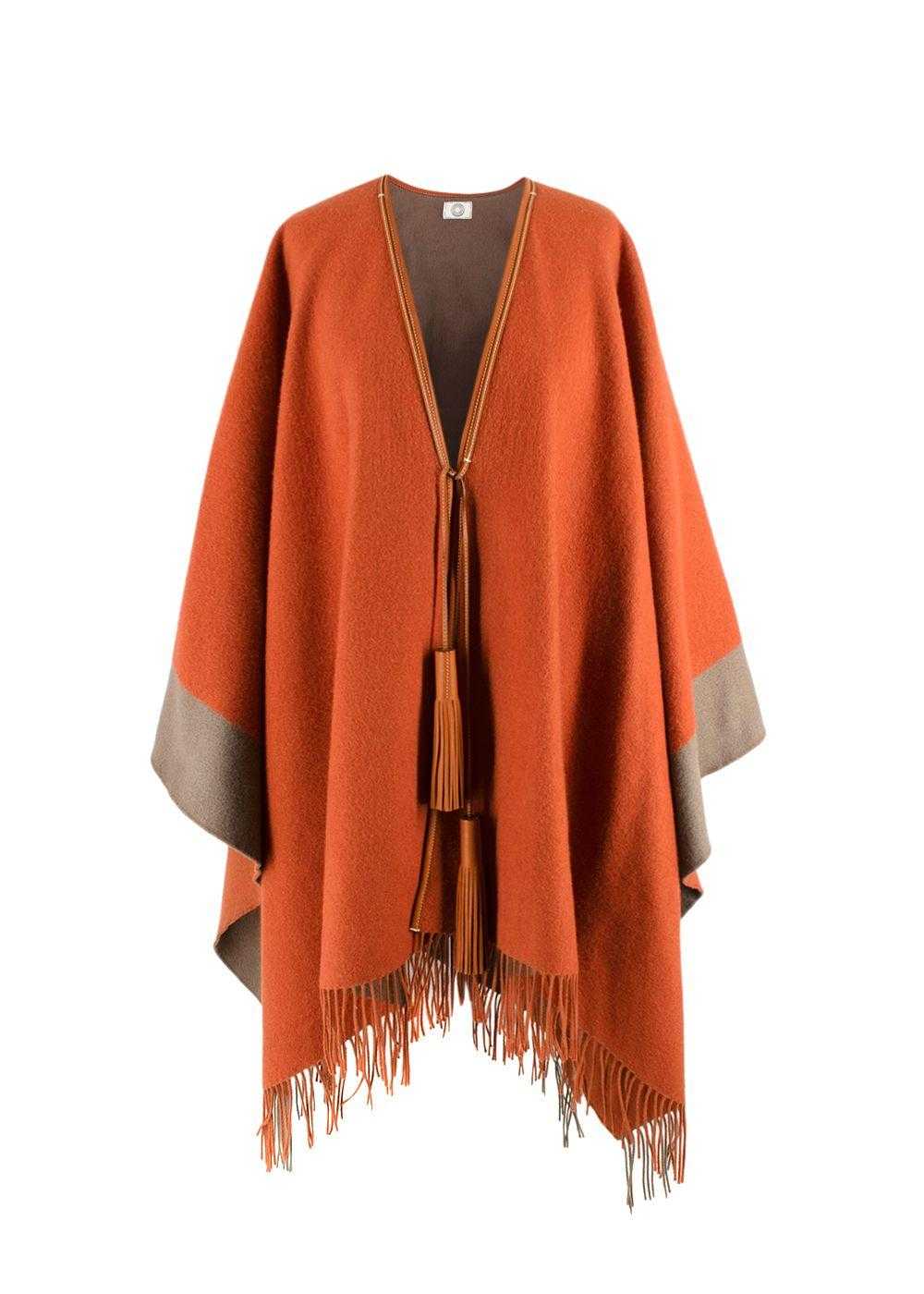 Managed by hewi Hermes Orange Rocabar Wool Poncho - image 1