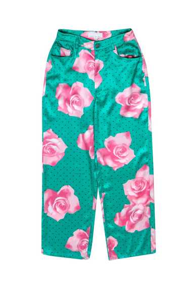 Fleur Du Mal - Green & Pink Floral Silk Pants Sz 2