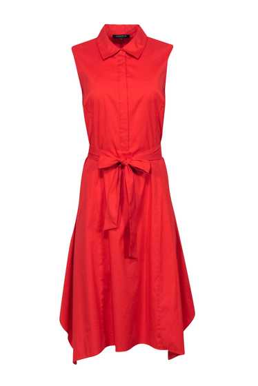 Lafayette 148 - Orange Sleeveless Midi Shirt Dress