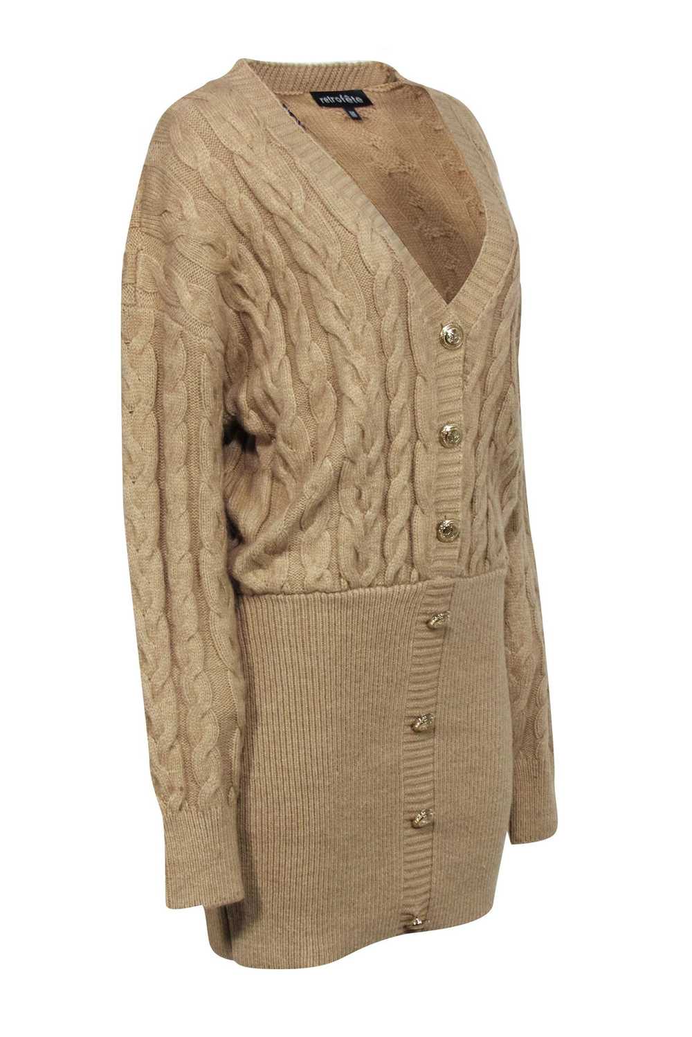 Retrofete - Beige Cable Knit Sweater Dress Sz M - image 2