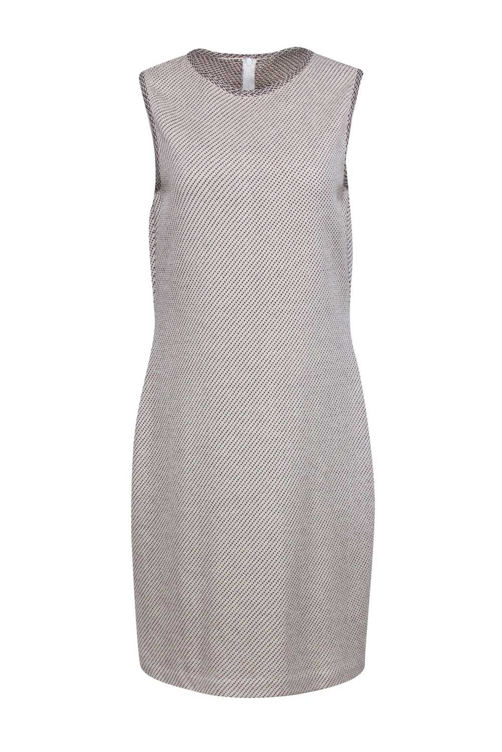 St John - Ivory Sleeveless Sheath Dress w/ Black … - image 1