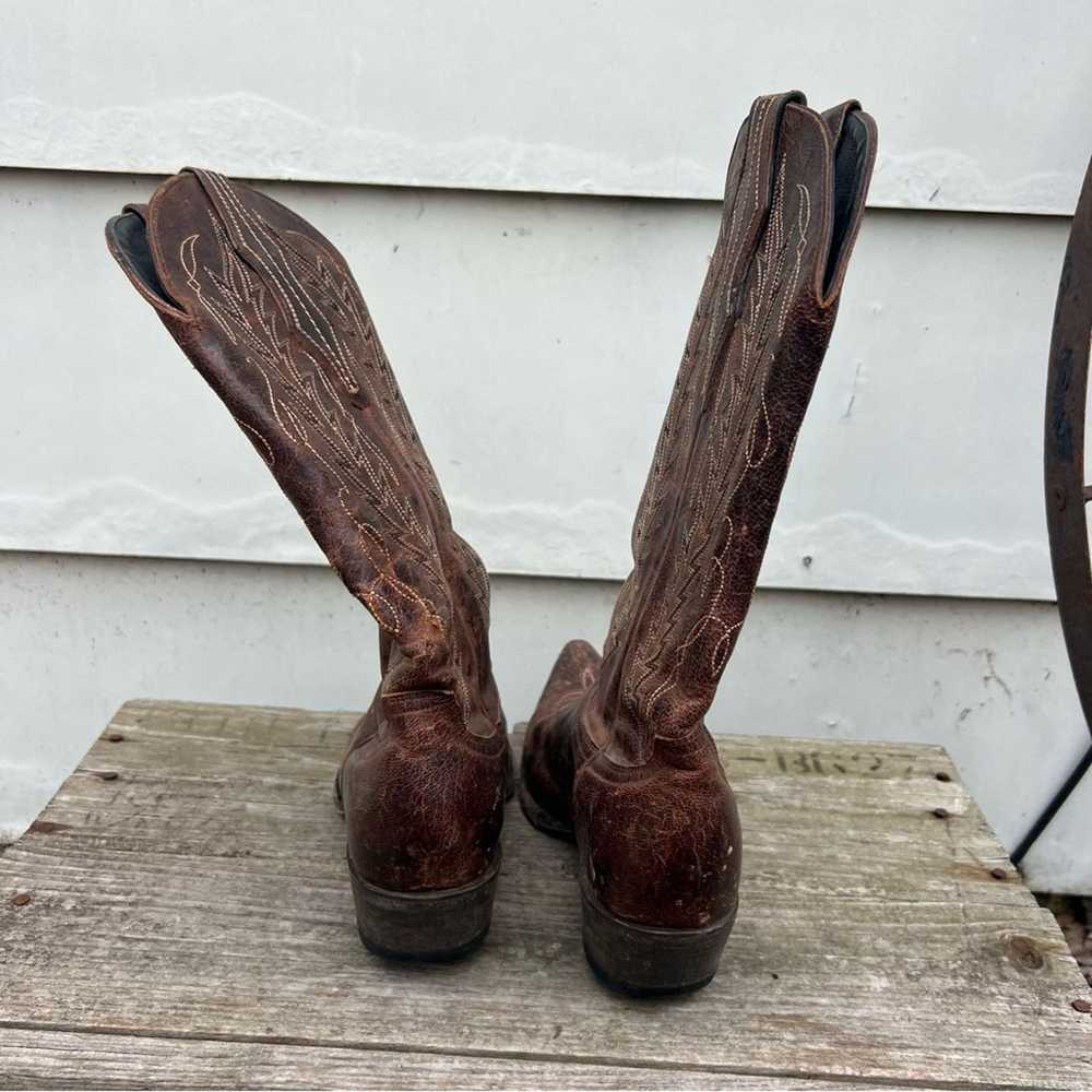Vintage Cavenders Snip Toe Brown Leather Cowgirl … - image 5
