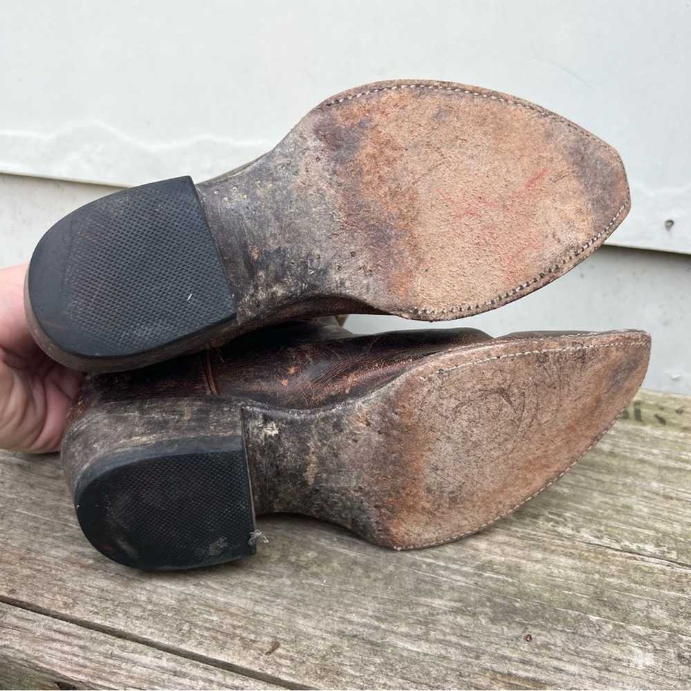 Vintage Cavenders Snip Toe Brown Leather Cowgirl … - image 6