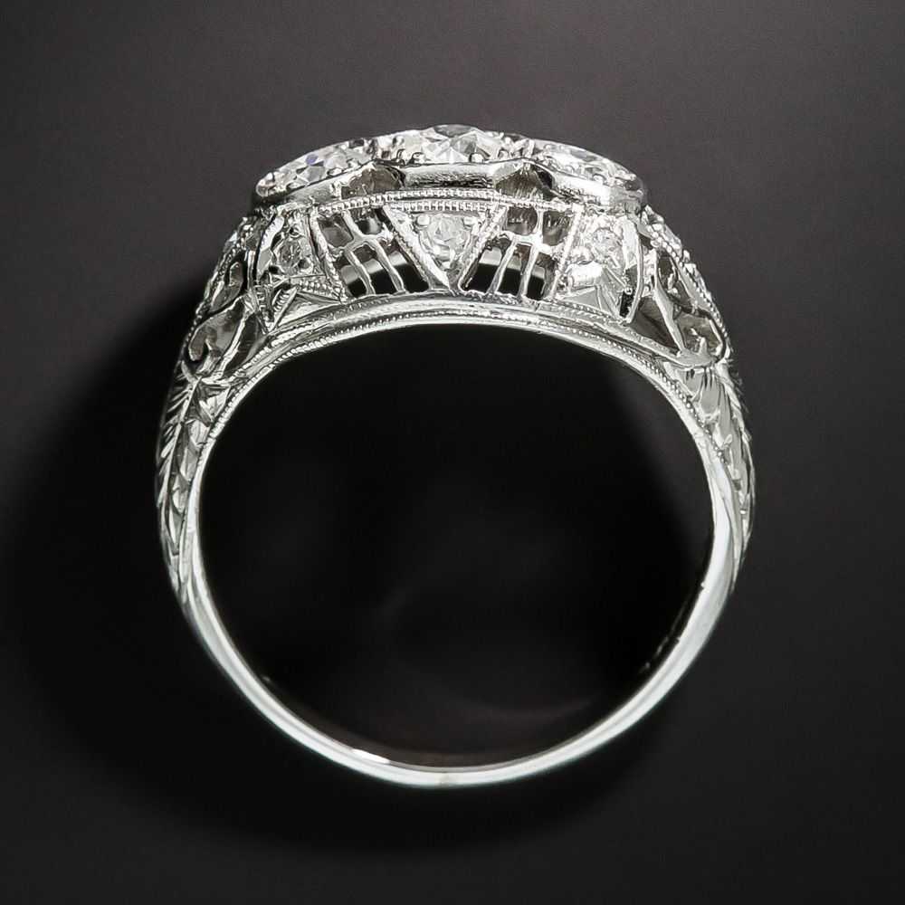 Art Deco Three-Stone Diamond Platinum Ring - image 4