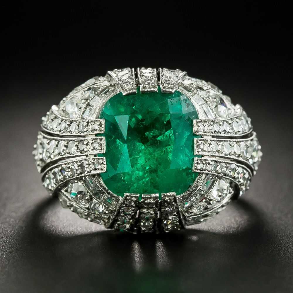 Art Deco 5.50 Carat Emerald and Diamond Ring - GIA - image 1