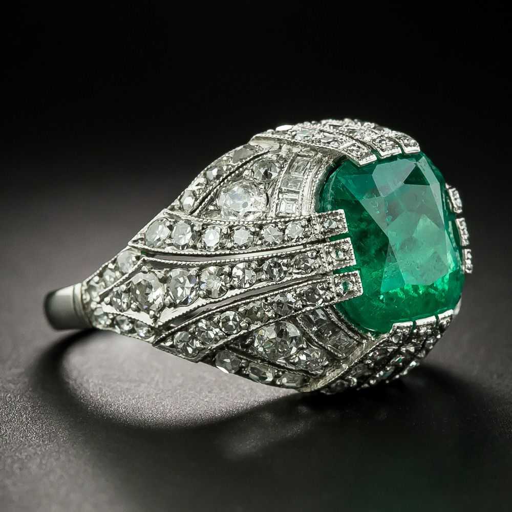 Art Deco 5.50 Carat Emerald and Diamond Ring - GIA - image 2